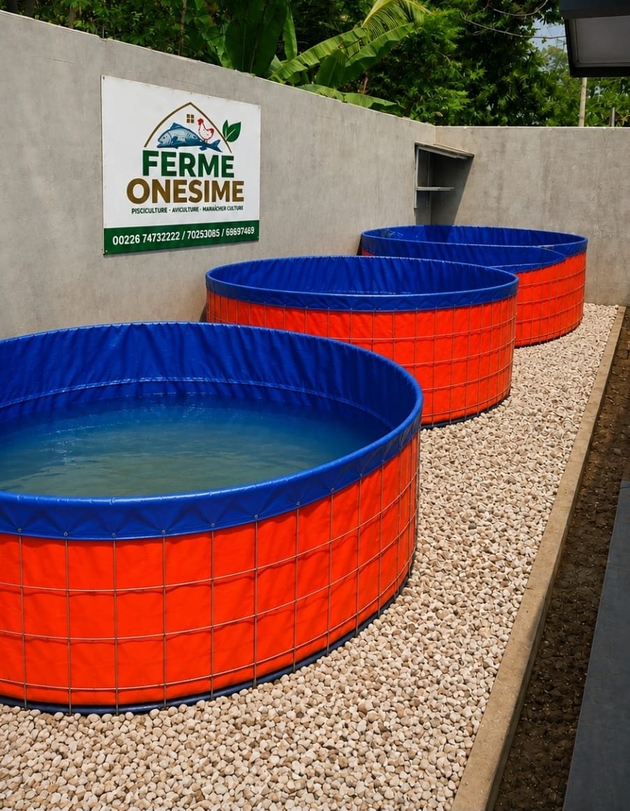 Bassin mobile circulaire en bâche pour pisciculture